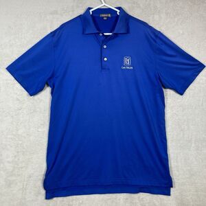 Peter Millar Summer Comfort Golf Polo Shirt Mens Medium Blue TPG Las Vegas‎